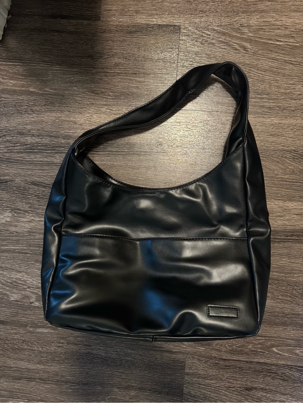 Sleek Black Faux Leather Shoulder Bag